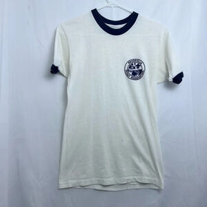 Vtg Boy Scout 70s/80s Brookville Scout Reservation‎ White & Blue T-Shirt Size M